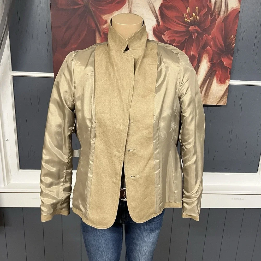 Talbots Irish Linen Blazer 8 Petite 8P Womens Jacket Light‎ Brown Lined - Picture 12 of 12